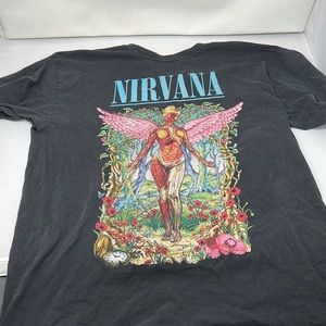 Nirvana In Utero Graphic T-shirt Men Adult Large Black Hole below one sleeve